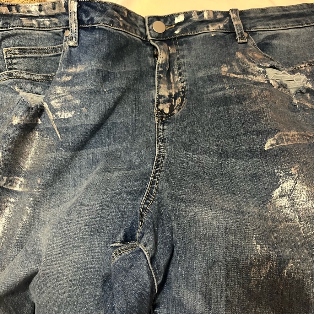 Arula Metallic Brushed Straight Leg Jeans NWOT